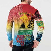 Personalised Torba PNG Day Button Sweatshirt Oro Tapa Pattern LT9 - Polynesian Pride
