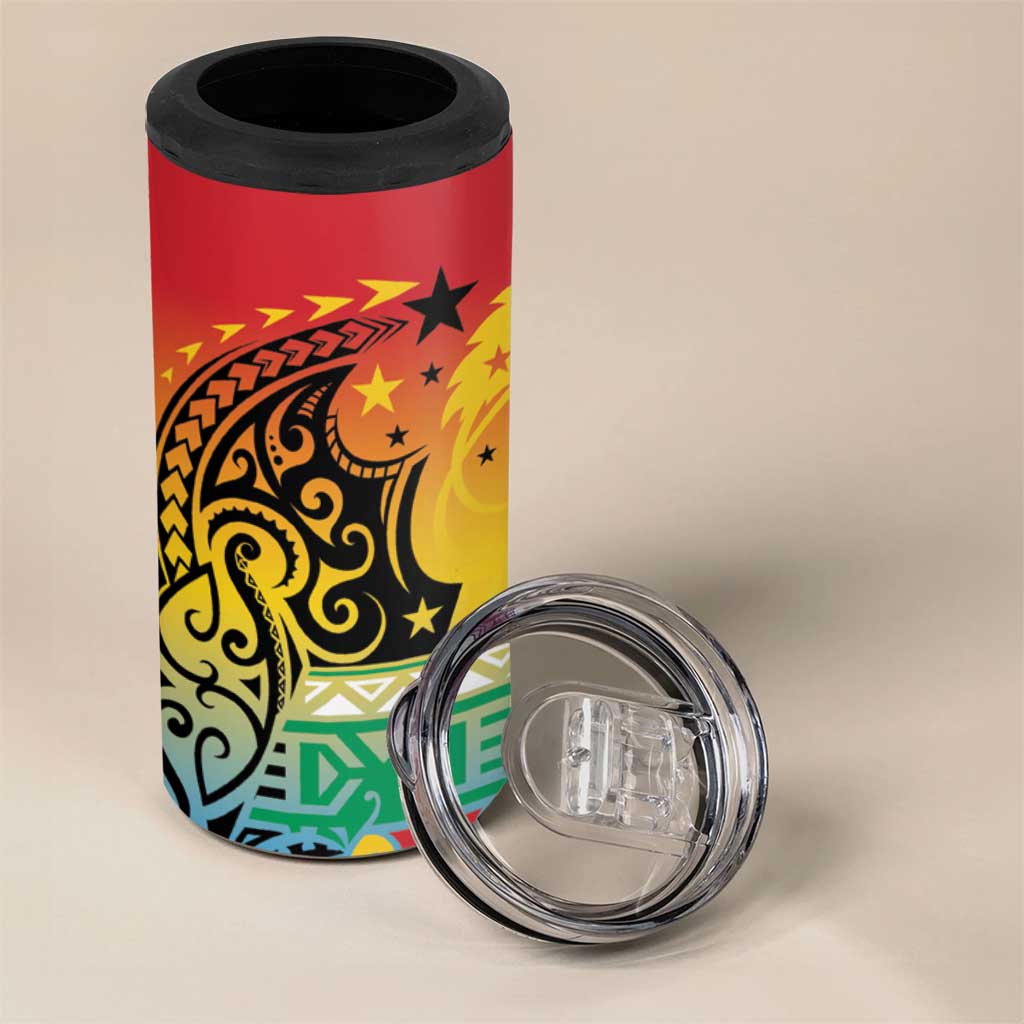 Personalised Torba PNG Day 4 in 1 Can Cooler Tumbler Oro Tapa Pattern - Polynesian Pride