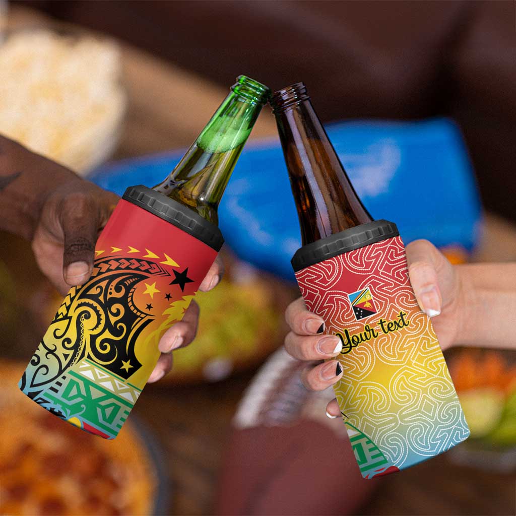 Personalised Torba PNG Day 4 in 1 Can Cooler Tumbler Oro Tapa Pattern - Polynesian Pride