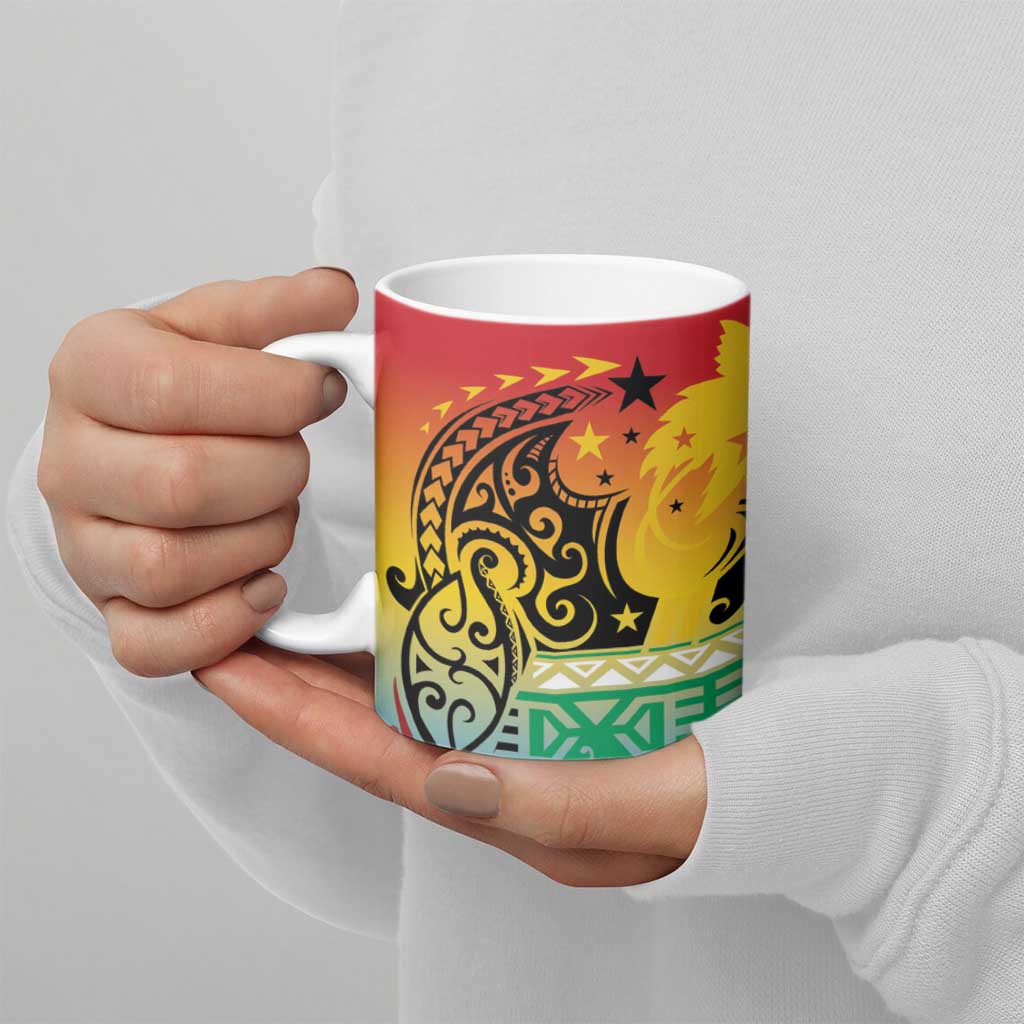 Personalised Torba PNG Day Ceramic Mug Oro Tapa Pattern - Polynesian Pride
