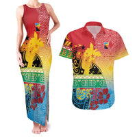 Personalised Torba PNG Day Couples Matching Tank Maxi Dress and Hawaiian Shirt Oro Tapa Pattern - Polynesian Pride