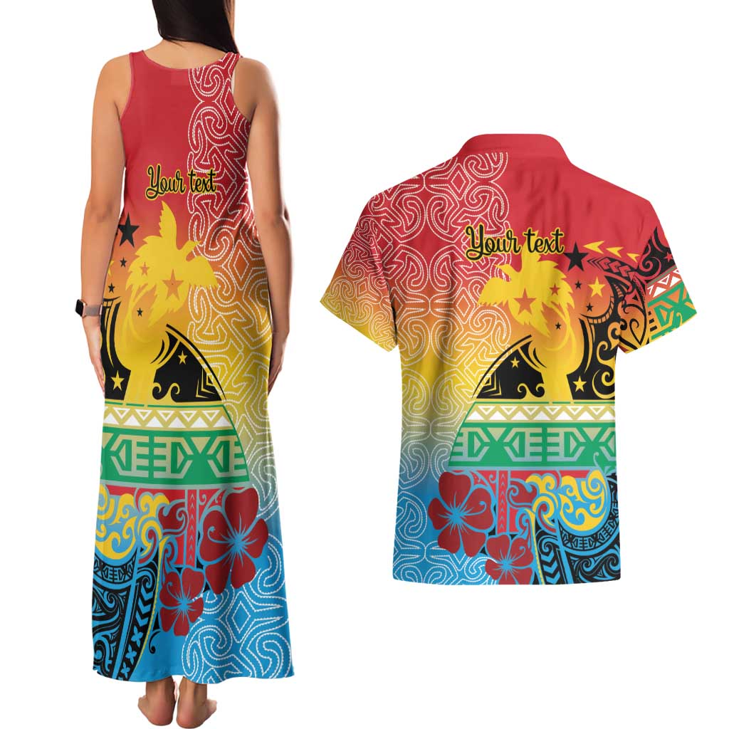 Personalised Torba PNG Day Couples Matching Tank Maxi Dress and Hawaiian Shirt Oro Tapa Pattern - Polynesian Pride