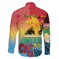 Personalised Torba PNG Day Family Matching Long Sleeve Bodycon Dress and Hawaiian Shirt Oro Tapa Pattern - Polynesian Pride