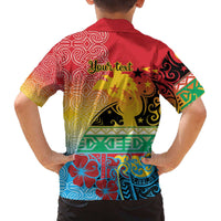 Personalised Torba PNG Day Family Matching Off The Shoulder Long Sleeve Dress and Hawaiian Shirt Oro Tapa Pattern - Polynesian Pride