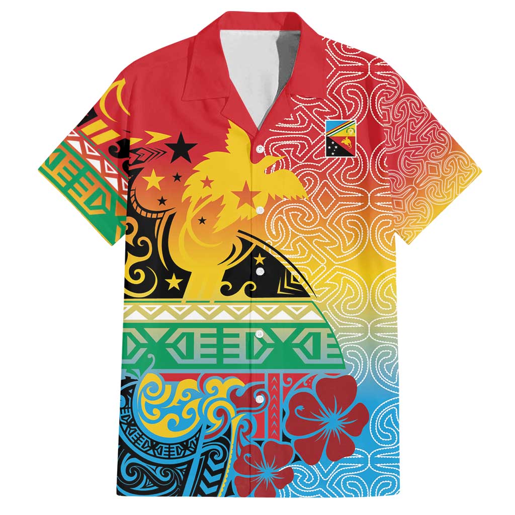 Personalised Torba PNG Day Family Matching Off Shoulder Maxi Dress and Hawaiian Shirt Oro Tapa Pattern LT9 Dad's Shirt - Short Sleeve Green - Polynesian Pride