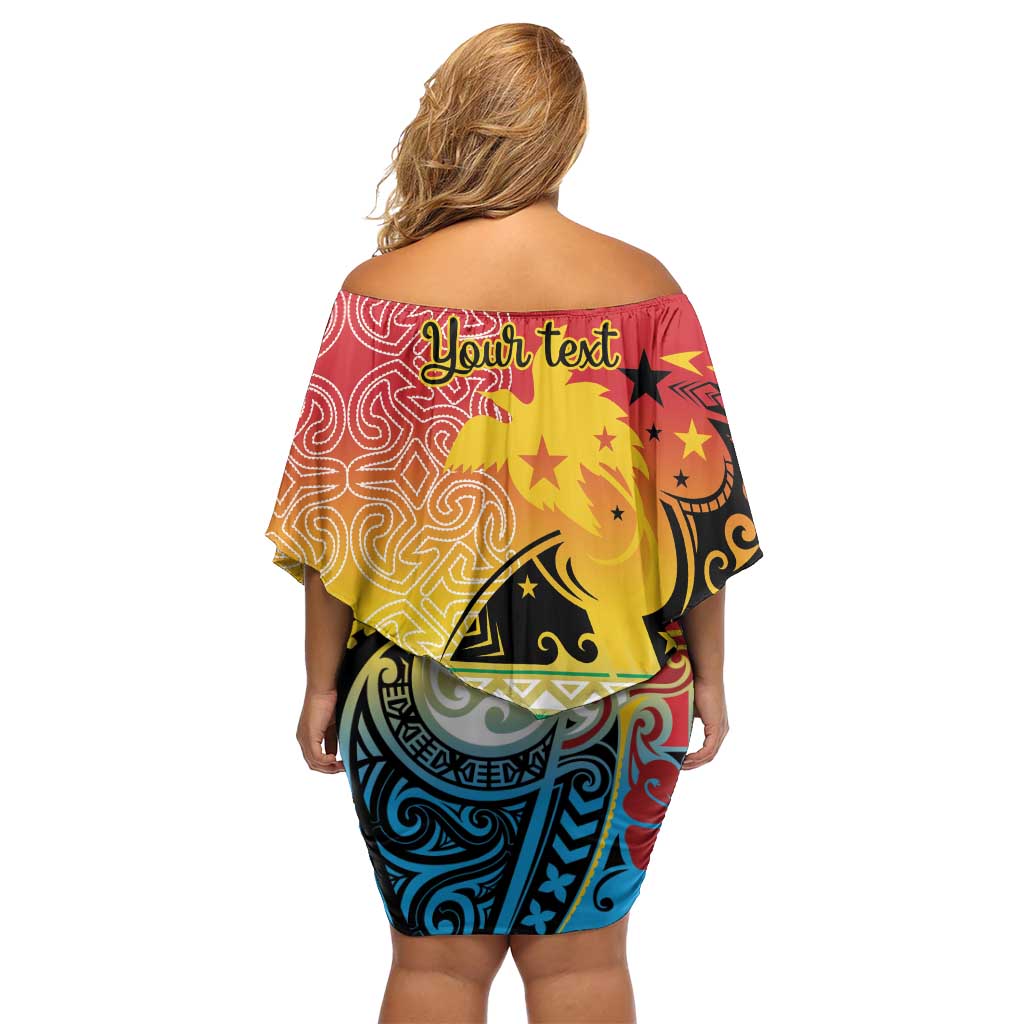 Personalised Torba PNG Day Family Matching Off Shoulder Short Dress and Hawaiian Shirt Oro Tapa Pattern - Polynesian Pride
