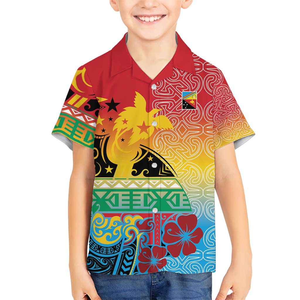 Personalised Torba PNG Day Family Matching Puletasi and Hawaiian Shirt Oro Tapa Pattern LT9 Son's Shirt Green - Polynesian Pride
