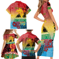 Personalised Torba PNG Day Family Matching Short Sleeve Bodycon Dress and Hawaiian Shirt Oro Tapa Pattern - Polynesian Pride