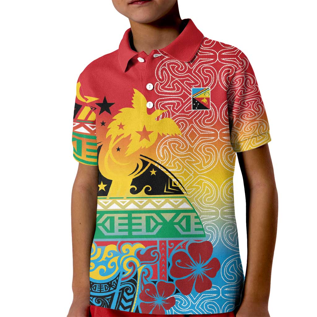 Personalised Torba PNG Day Kid Polo Shirt Oro Tapa Pattern - Polynesian Pride