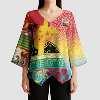 Personalised Torba PNG Day Kimono Sleeve Blouse Oro Tapa Pattern - Polynesian Pride