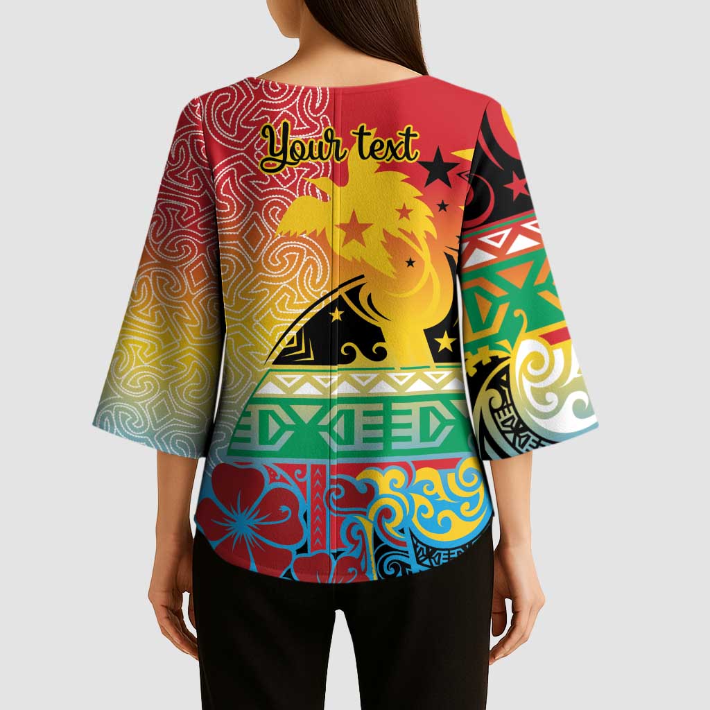 Personalised Torba PNG Day Kimono Sleeve Blouse Oro Tapa Pattern - Polynesian Pride