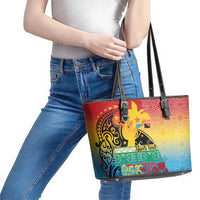 Personalised Torba PNG Day Leather Tote Bag Oro Tapa Pattern LT9 - Polynesian Pride