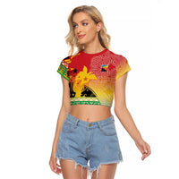 Personalised Torba PNG Day Raglan Cropped T Shirt Oro Tapa Pattern - Polynesian Pride