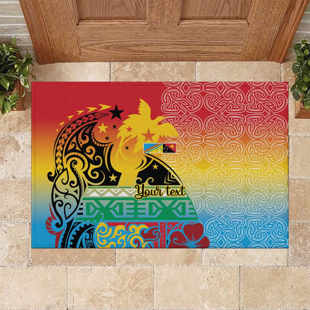 Personalised Torba PNG Day Rubber Doormat Oro Tapa Pattern LT9 Green - Polynesian Pride