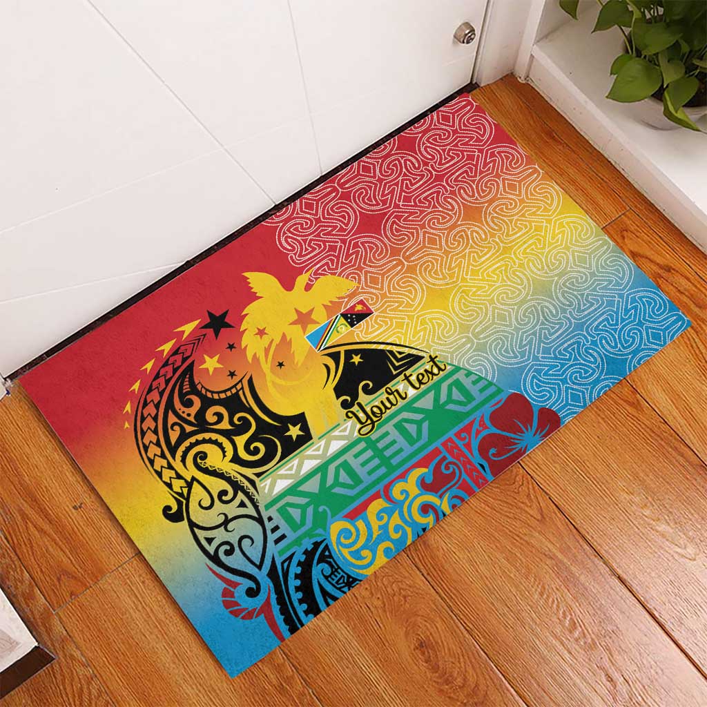 Personalised Torba PNG Day Rubber Doormat Oro Tapa Pattern LT9 - Polynesian Pride