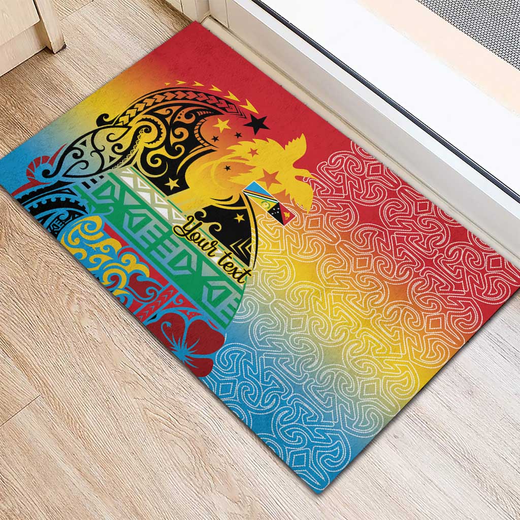 Personalised Torba PNG Day Rubber Doormat Oro Tapa Pattern LT9 - Polynesian Pride