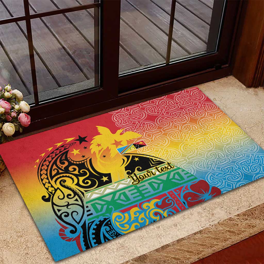 Personalised Torba PNG Day Rubber Doormat Oro Tapa Pattern LT9 - Polynesian Pride
