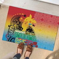 Personalised Torba PNG Day Rubber Doormat Oro Tapa Pattern LT9 - Polynesian Pride