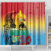Personalised Torba PNG Day Shower Curtain Oro Tapa Pattern - Polynesian Pride