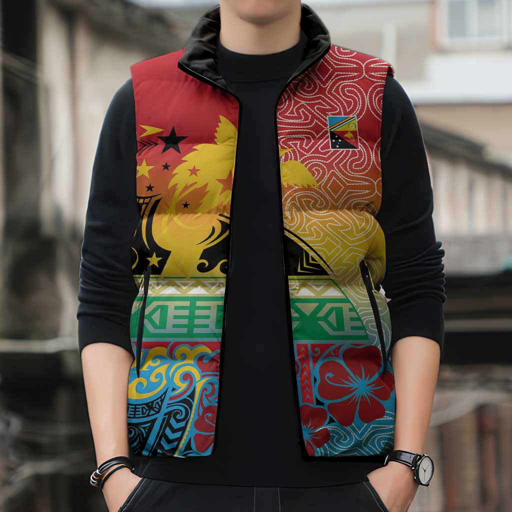 Personalised Torba PNG Day Sleeveless Puffer Jacket Oro Tapa Pattern - Polynesian Pride