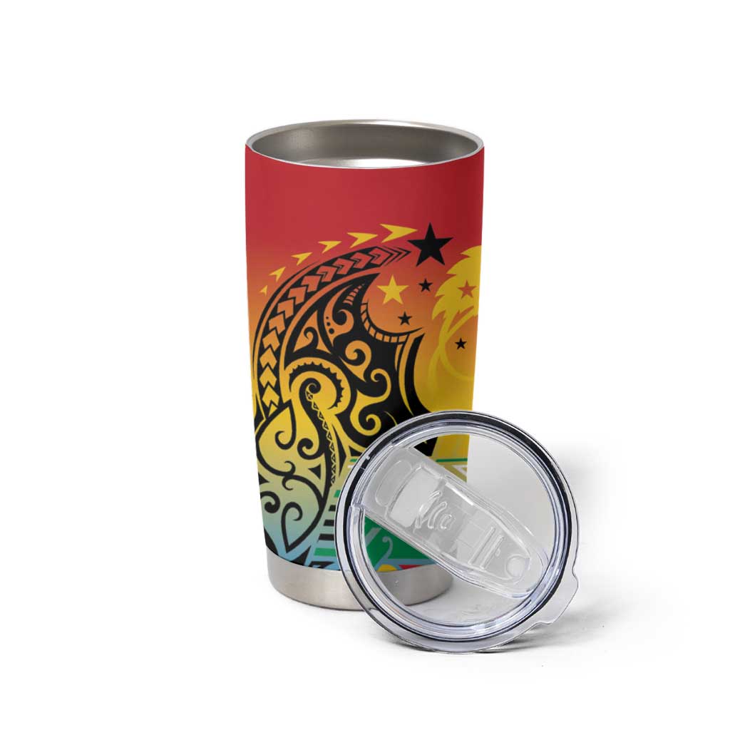 Personalised Torba PNG Day Tumbler Cup Oro Tapa Pattern - Polynesian Pride