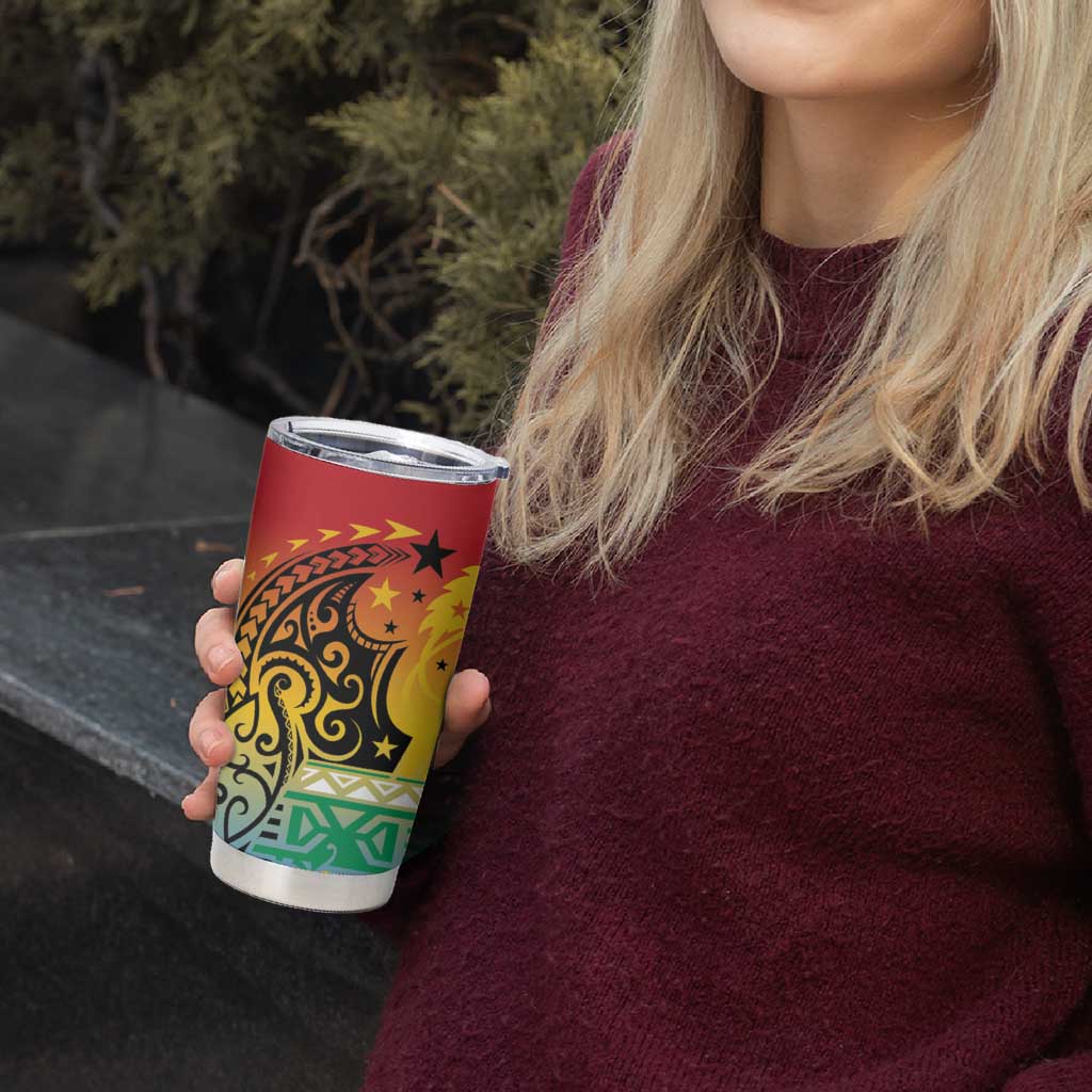 Personalised Torba PNG Day Tumbler Cup Oro Tapa Pattern - Polynesian Pride