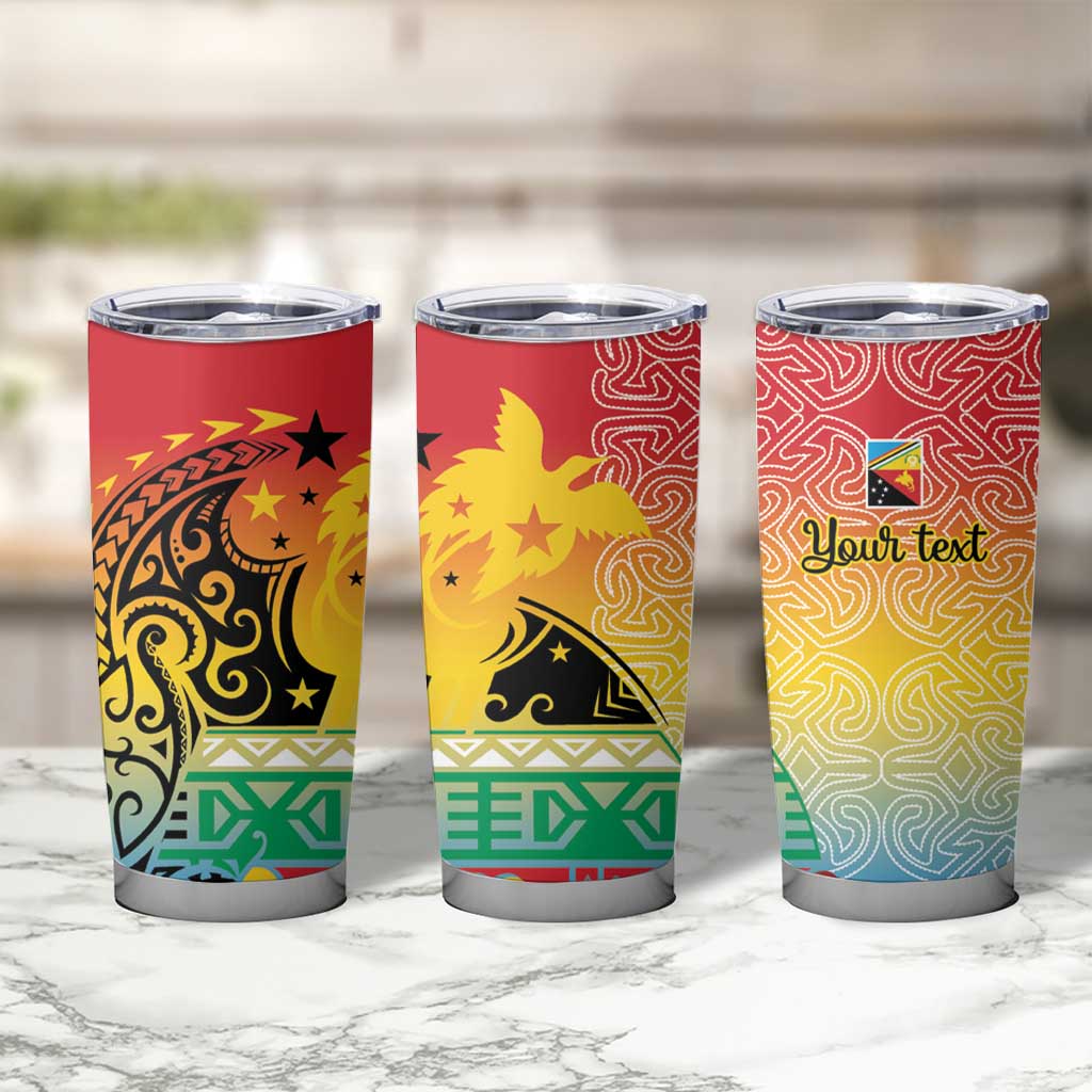 Personalised Torba PNG Day Tumbler Cup Oro Tapa Pattern - Polynesian Pride