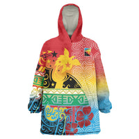 Personalised Torba PNG Day Wearable Blanket Hoodie Oro Tapa Pattern - Polynesian Pride