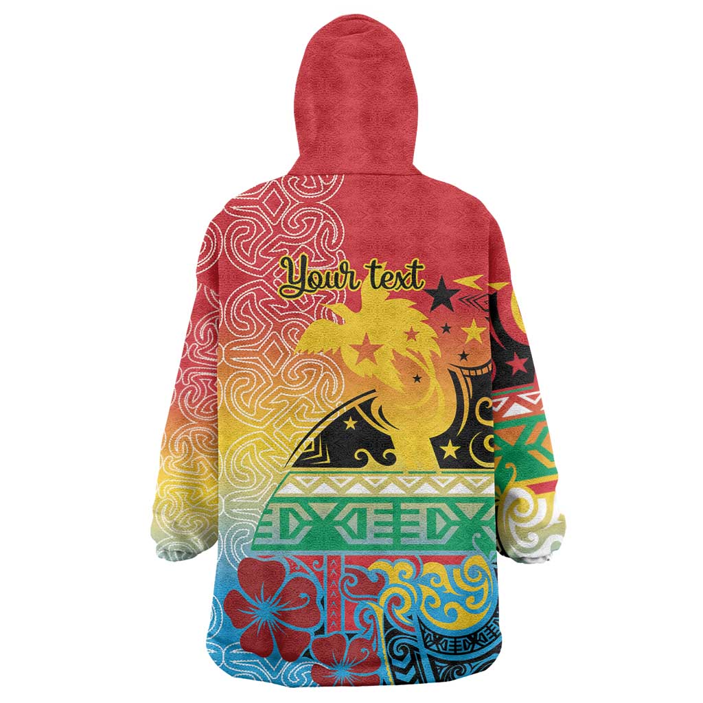 Personalised Torba PNG Day Wearable Blanket Hoodie Oro Tapa Pattern - Polynesian Pride