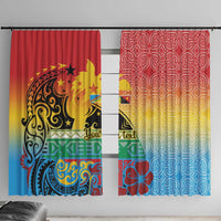 Personalised Torba PNG Day Window Curtain Oro Tapa Pattern LT9 With Hooks Green - Polynesian Pride