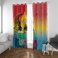 Personalised Torba PNG Day Window Curtain Oro Tapa Pattern LT9 With Grommets Green - Polynesian Pride