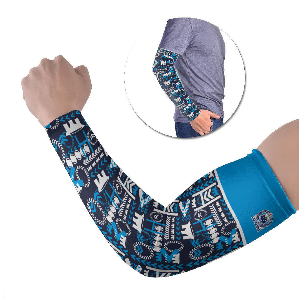Samoan Warrior Island Heritage Arm Sleeves Ocean Island Geometry Blue Style LT9 Set of 2 Blue - Polynesian Pride