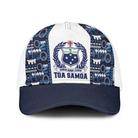 Samoan Warrior Island Heritage Baseball Net Cap Ocean Island Geometry Blue Style LT9 One Size White Blue - Polynesian Pride