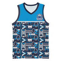 Samoan Warrior Island Heritage Basketball Jersey Ocean Island Geometry Blue Style LT9 Unisex Blue - Polynesian Pride