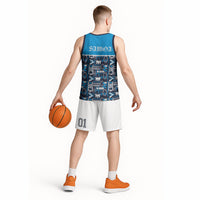 Samoan Warrior Island Heritage Basketball Jersey Ocean Island Geometry Blue Style LT9 - Polynesian Pride