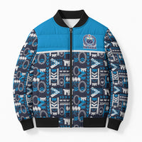Samoan Warrior Island Heritage Bomber Puffer Jacket Ocean Island Geometry Blue Style LT9 Unisex Blue - Polynesian Pride
