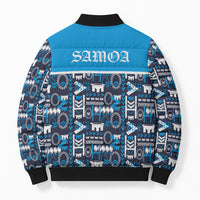 Samoan Warrior Island Heritage Bomber Puffer Jacket Ocean Island Geometry Blue Style LT9 - Polynesian Pride