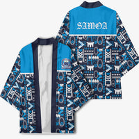 Samoan Warrior Island Heritage Kimono Ocean Island Geometry Blue Style LT9 - Polynesian Pride