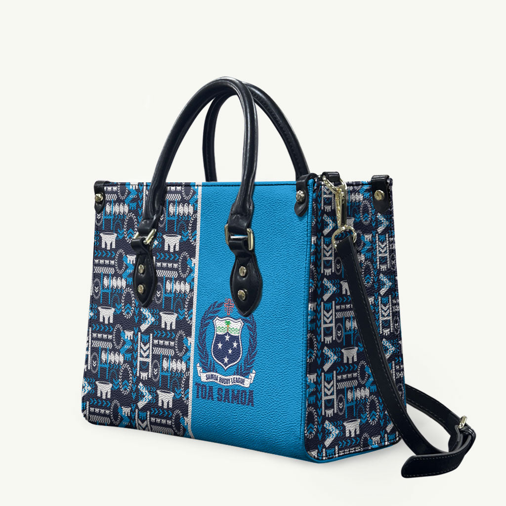 Samoan Warrior Island Heritage Leather Bag Ocean Island Geometry Blue Style LT9 Blue - Polynesian Pride