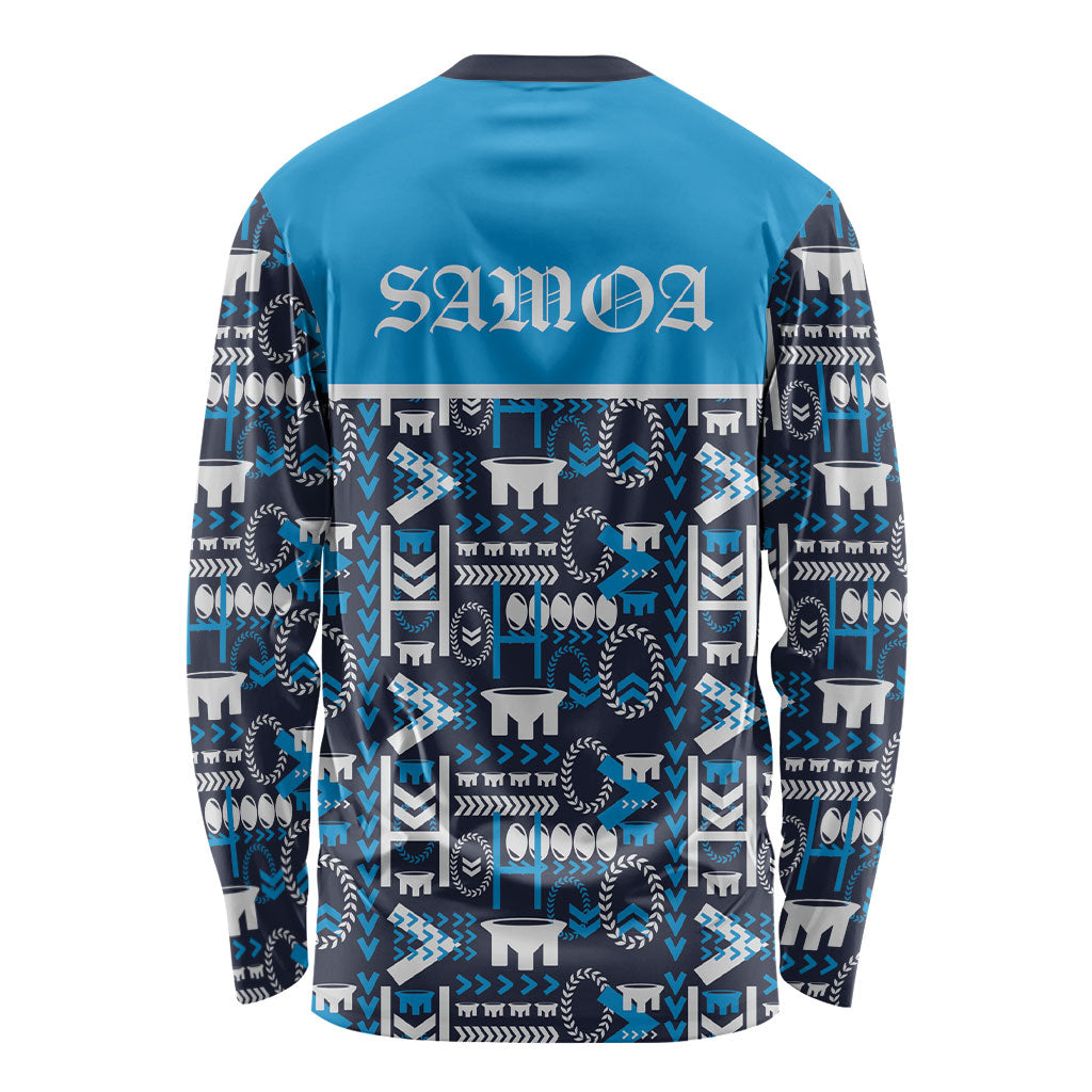 Samoan Warrior Island Heritage Long Sleeve Shirt Ocean Island Geometry Blue Style LT9 - Polynesian Pride