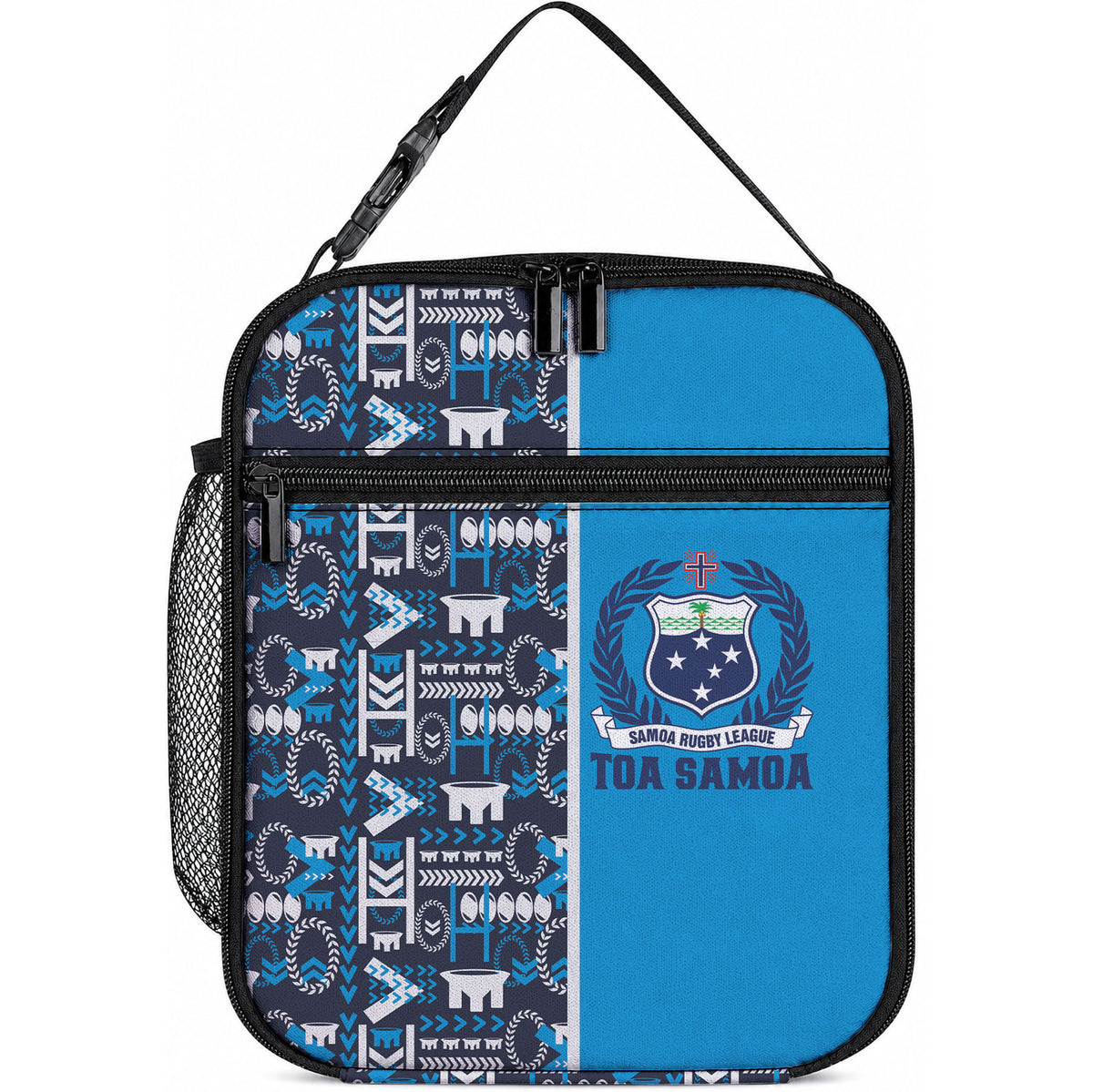 Samoan Warrior Island Heritage Lunch Bag Ocean Island Geometry Blue Style LT9 10.2 × 8.3 × 4.3 inch Blue - Polynesian Pride