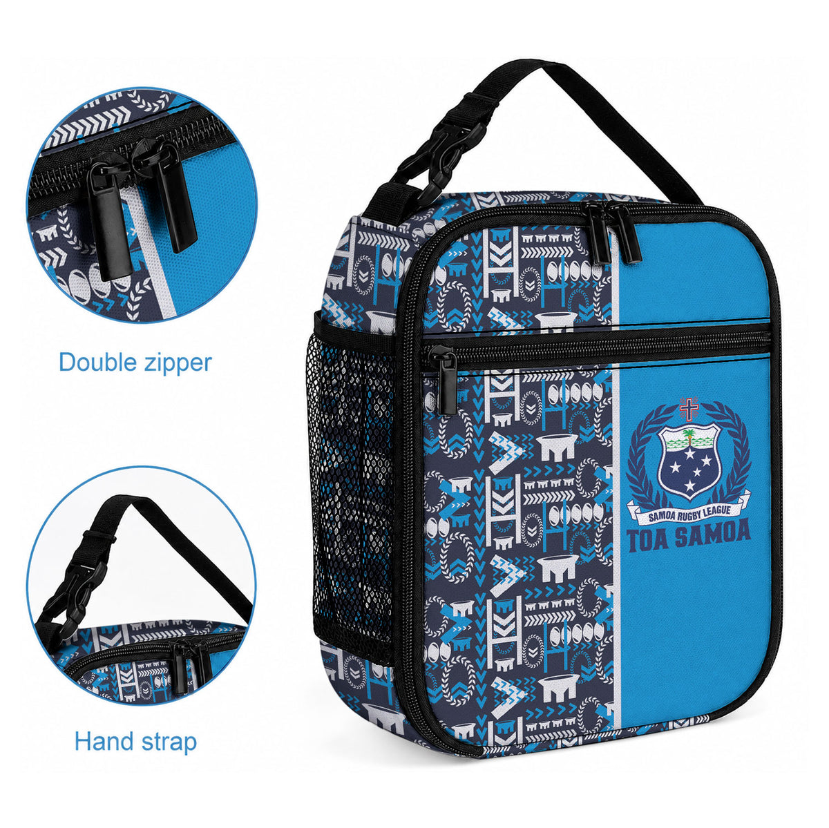 Samoan Warrior Island Heritage Lunch Bag Ocean Island Geometry Blue Style LT9 - Polynesian Pride