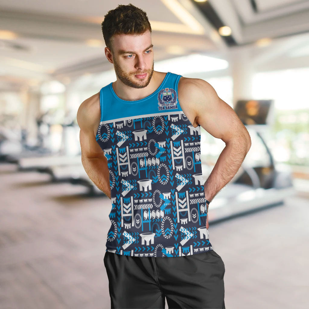 Samoan Warrior Island Heritage Men Tank Top Ocean Island Geometry Blue Style LT9 Blue - Polynesian Pride