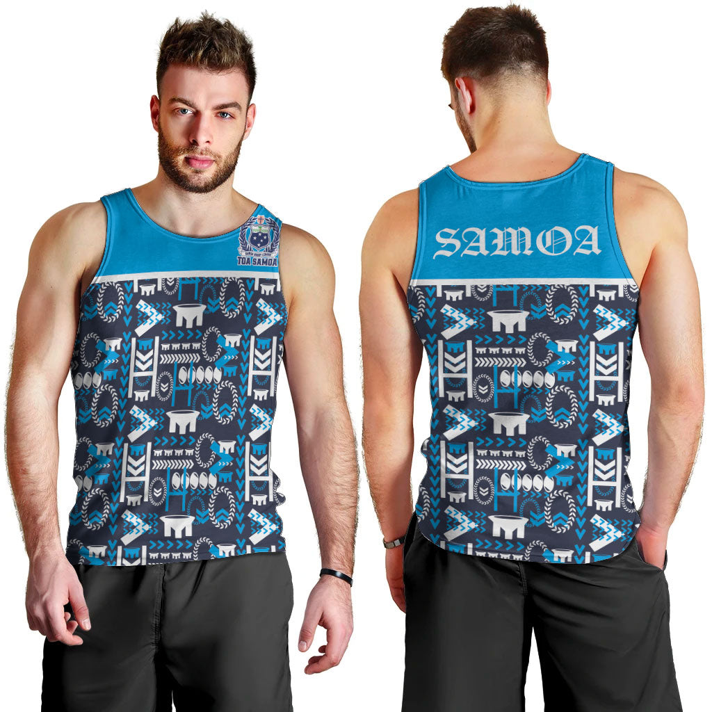 Samoan Warrior Island Heritage Men Tank Top Ocean Island Geometry Blue Style LT9 - Polynesian Pride