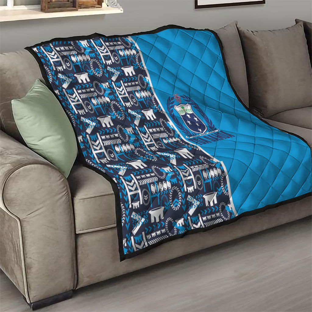 Samoan Warrior Island Heritage Quilt Ocean Island Geometry Blue Style LT9 - Polynesian Pride