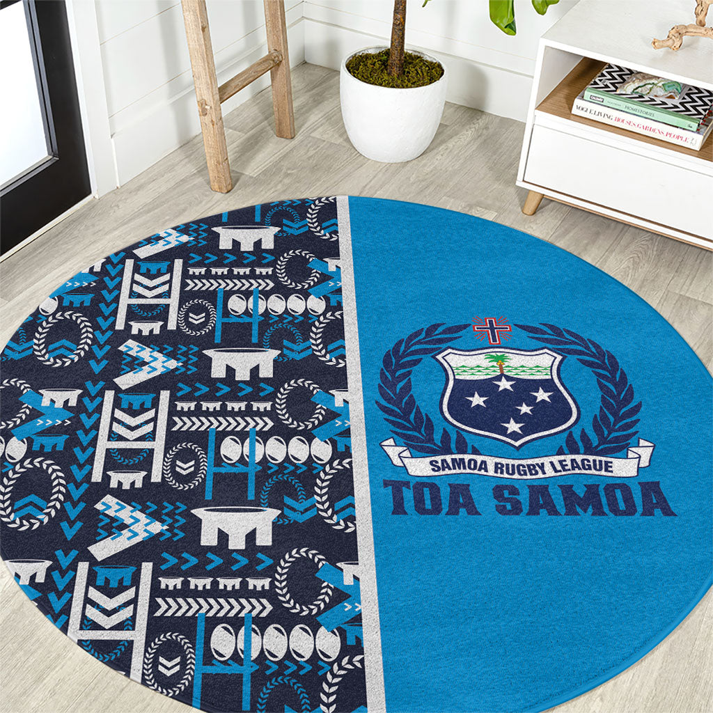 Samoan Warrior Island Heritage Round Carpet Ocean Island Geometry Blue Style LT9 Blue - Polynesian Pride