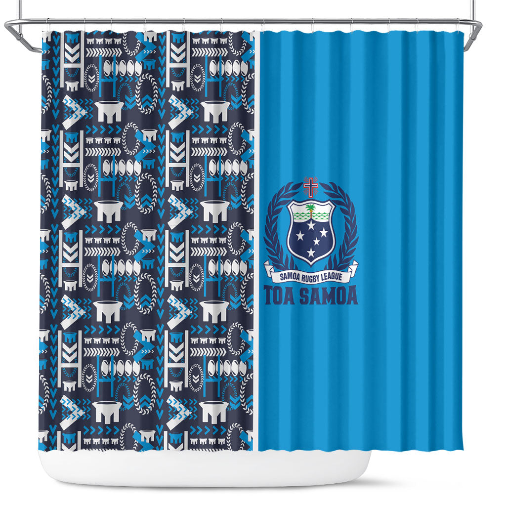 Samoan Warrior Island Heritage Shower Curtain Ocean Island Geometry Blue Style LT9 Blue - Polynesian Pride