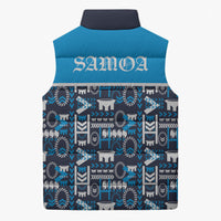 Samoan Warrior Island Heritage Sleeveless Puffer Jacket Ocean Island Geometry Blue Style LT9 - Polynesian Pride