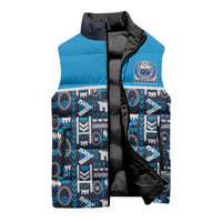 Samoan Warrior Island Heritage Sleeveless Puffer Jacket Ocean Island Geometry Blue Style LT9 - Polynesian Pride