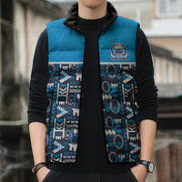 Samoan Warrior Island Heritage Sleeveless Puffer Jacket Ocean Island Geometry Blue Style LT9 - Polynesian Pride